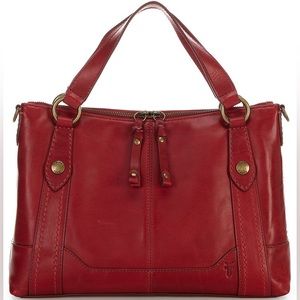 Frye Melissa Medium Leather Satchel Bag in Red